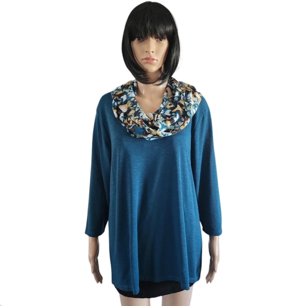 Classic edition knit long sleeves sweater with scarf, size XXL